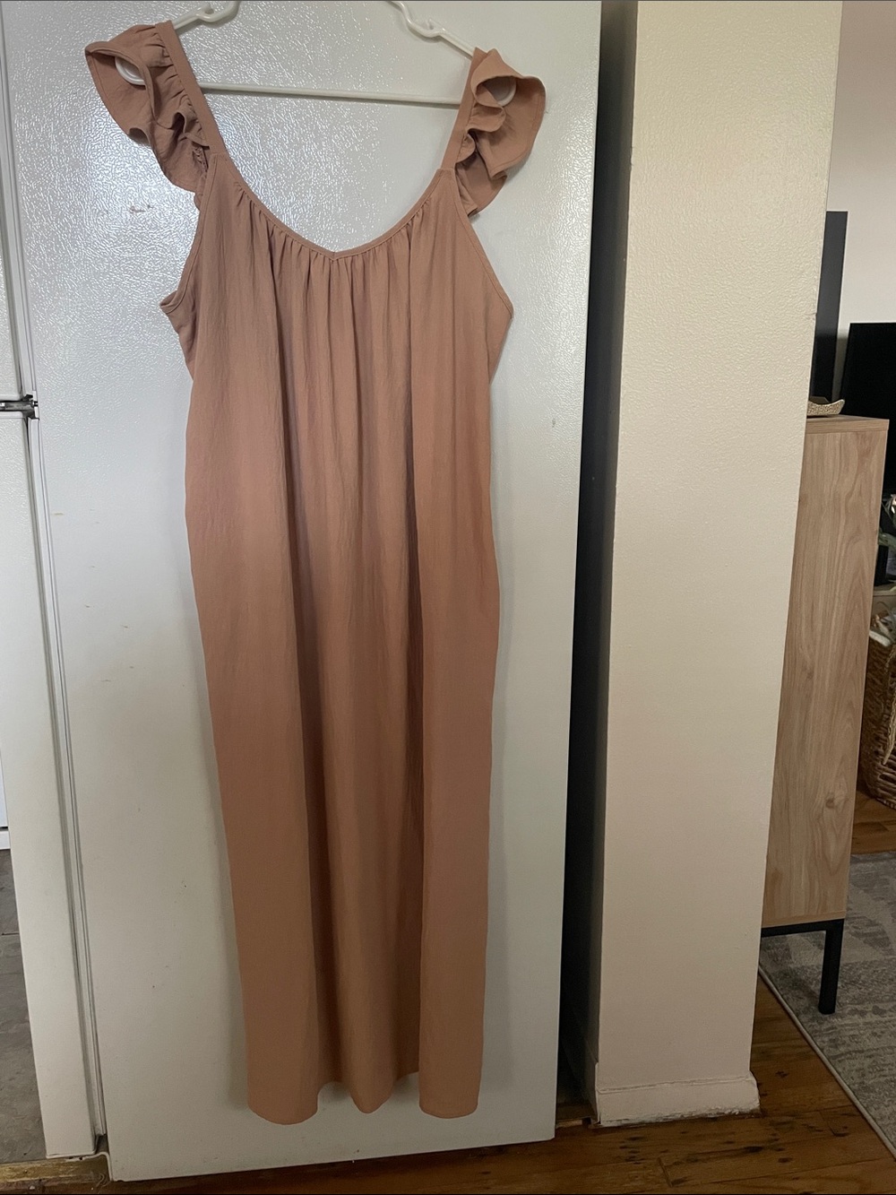 Stanton Large Tab Sleeveless Ruffle Strap Maxi Dress Pockets Vacation Versatile